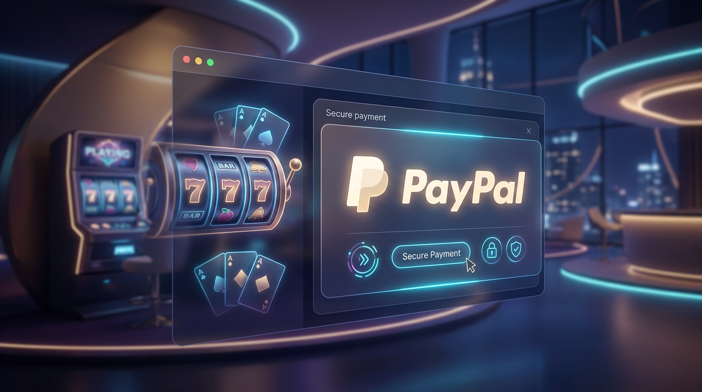 Logo PayPal na tle nowoczesnego kasyna online 2026